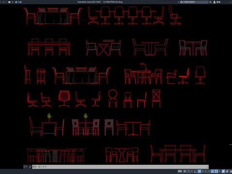  常用立面餐桌模型CAD图库 
