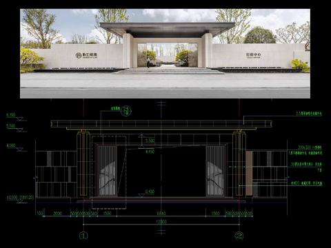  新中式入口 门廊CAD施工图 