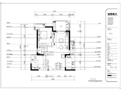  美式风格两室两厅住宅装修施工图设计CAD图纸 