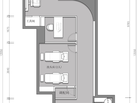  美發(fā)店理發(fā)店燙發(fā)cad施工圖 
