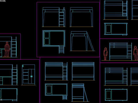  双层床cad图库 