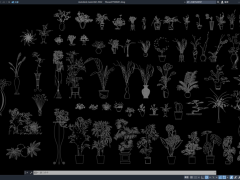  盆栽立面模型CAD图库 