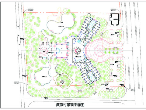  度假村景觀CAD施工圖 