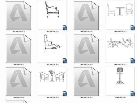  休闲桌椅cad图库 