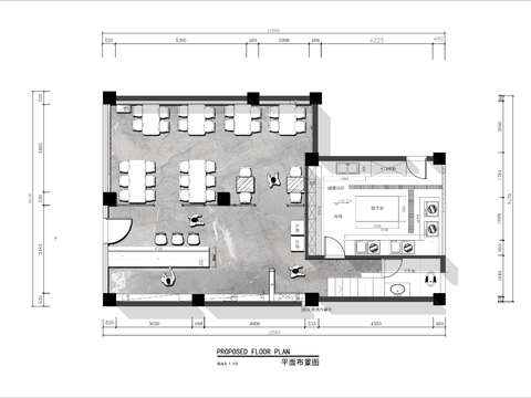  80㎡快餐店cad平面图 