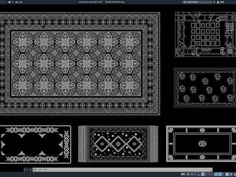  古典地毯 花纹图样 地毯 花纹 雕花cad图库 