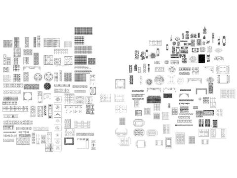  中式镂空雕花cad图库 