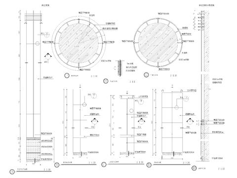  石材圆柱剖面cad大样图 
