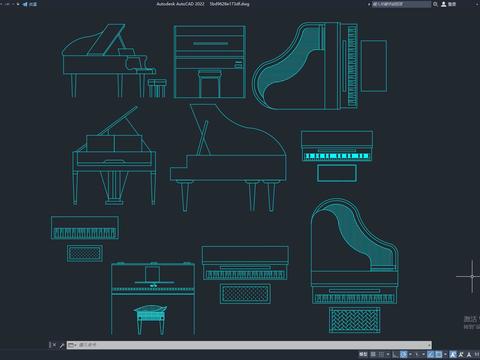 钢琴模型CAD图库 