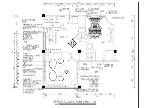  休闲会所桑拿豪华房cad施工图 