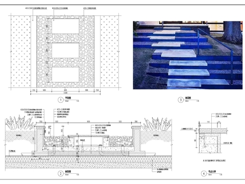  彩色玻璃汀步cad大样图 