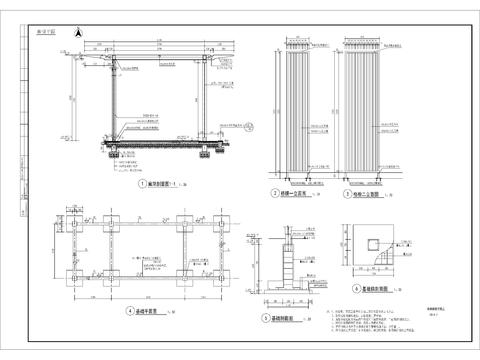  休闲廊架cad大样图 