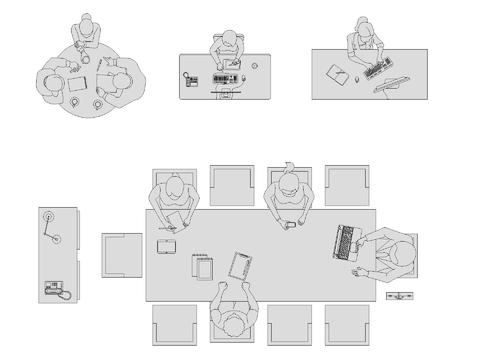  办公室人员俯视图cad大样图 