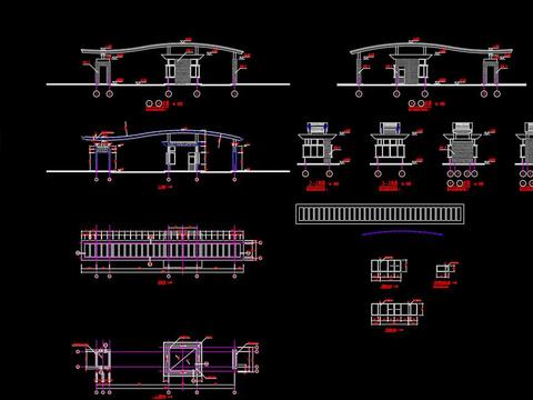  标准景观大门小品cad图库 