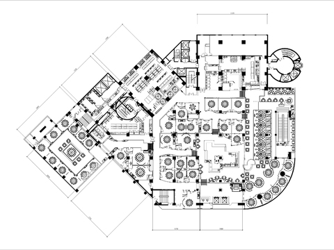  酒店餐厅cad平面图 