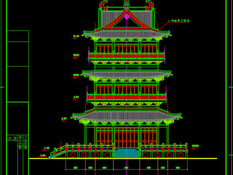  水云閣建筑cad施工圖 