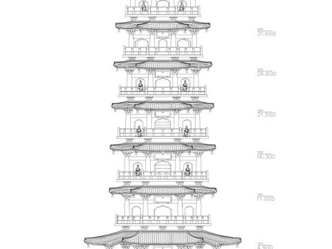  古塔cad大样图 