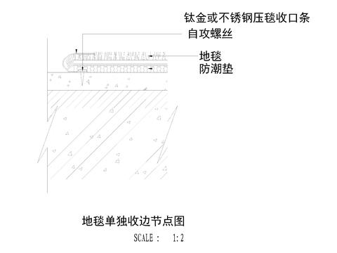  地毯单独收边cad大样图 