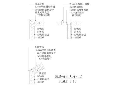  轻钢龙骨隔墙剖面详图隔墙 