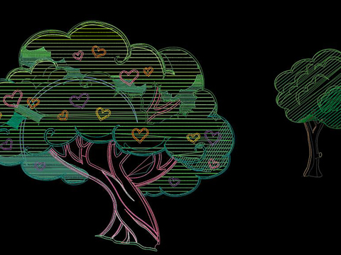  卡通花草树木cad图库 