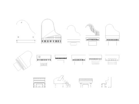  健身器材钢琴cad图库 