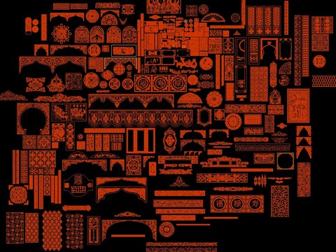  中式雕花cad图库 