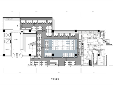  400㎡现代快餐店cad平面图 