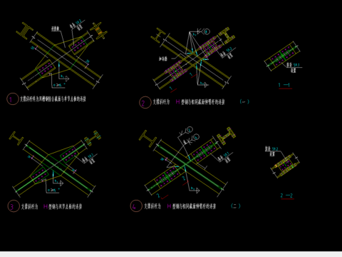  支撑斜杆件为双槽钢组合截面与单节点板的连接 