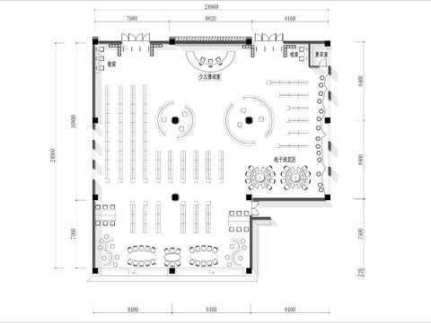  500㎡图书馆cad平面图 