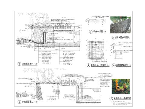  泳池剖面图cad大样图 