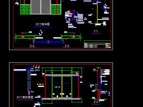  钢制推拉门cad节点大样图 
