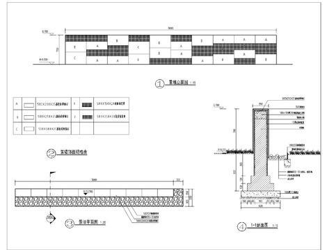 景墙详图节点大样图 
