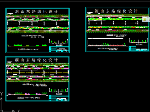  道路绿化平面cad施工图 