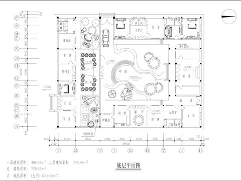  两套四合院cad平面图 