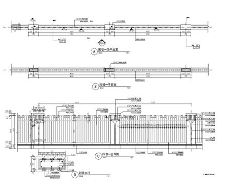  现代镂空铁艺围墙cad大样图 