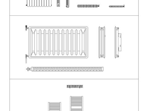 取暖器 散热器 暖气片cad大样图 