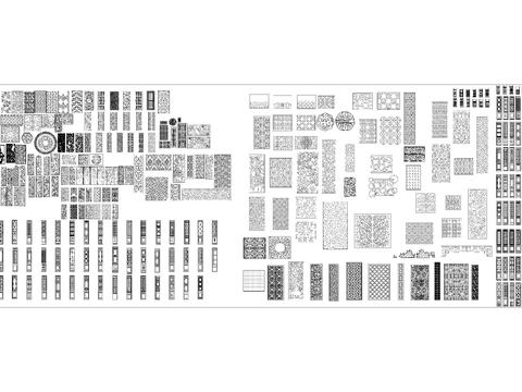  中式屏风隔断cad图库 