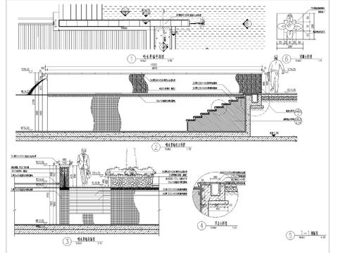  喷水景墙cad大样图 