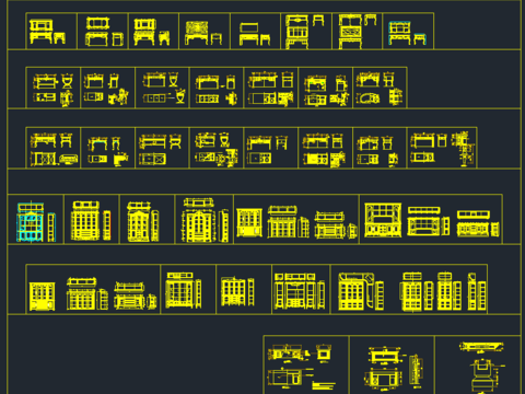 欧式书柜CAD图纸图库 
