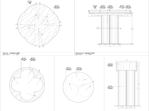  中式梅花茶几详图cad大样图 