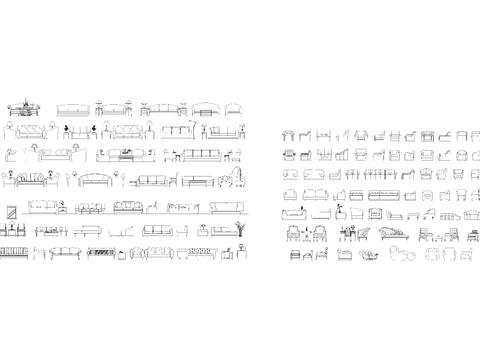  立面沙发cad图库 