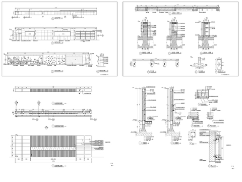  9组新中式景墙 对景景墙cad大样图 