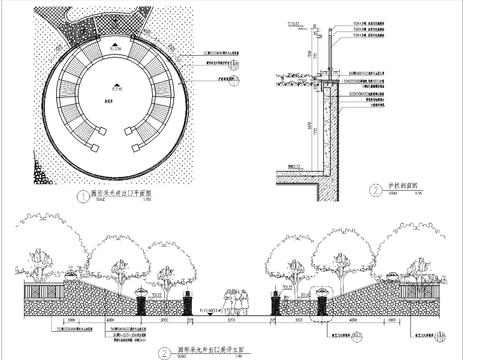  圆形采光井出口cad大样图 