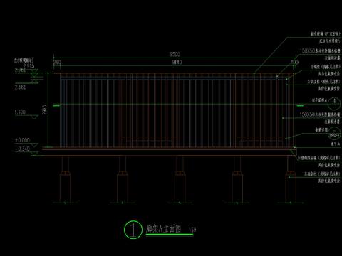  现代空中栈道及五种栈道廊架合集cad图库 