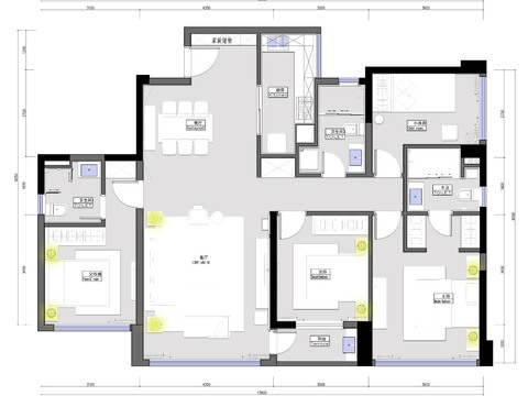  135sqm住宅样板房平面图cad施工图 
