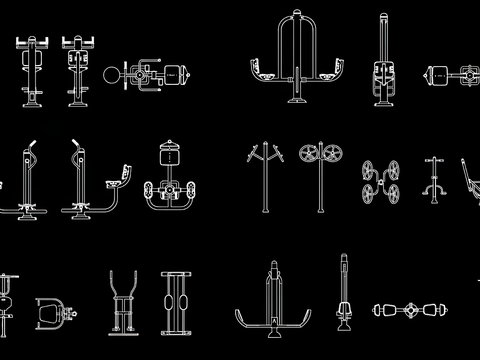  户外健身器材cad图库 