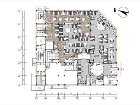  1700㎡火锅店cad平面图 