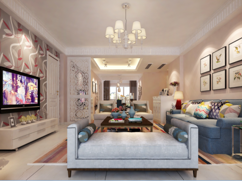  海德城现代客餐厅卧室CAD施工图 