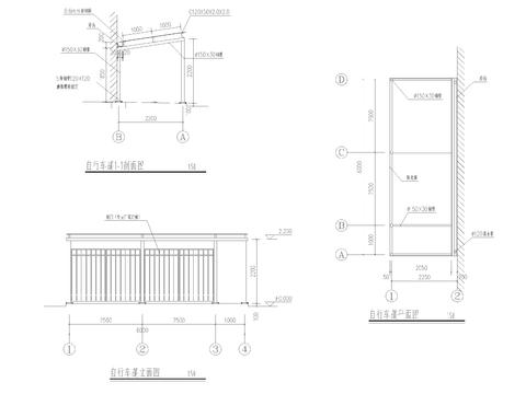  自行车蓬cad详图 