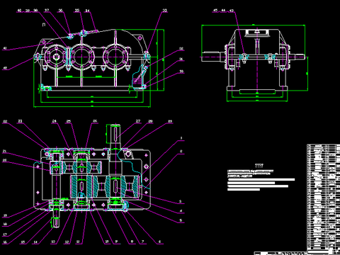  减速器cad装配图 